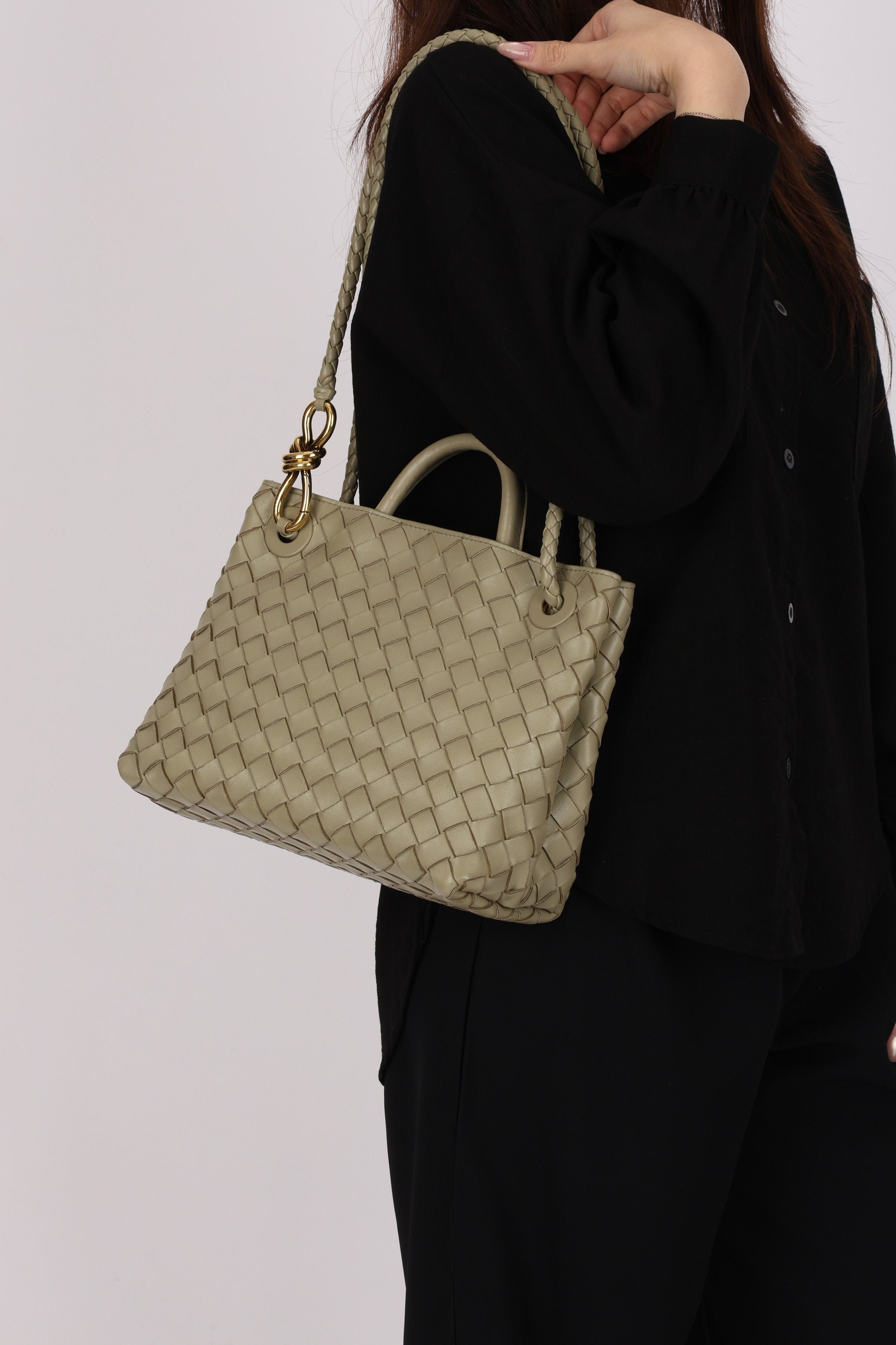 Bottega Veneta Small Intrecciato Andiamo Bag Travertine