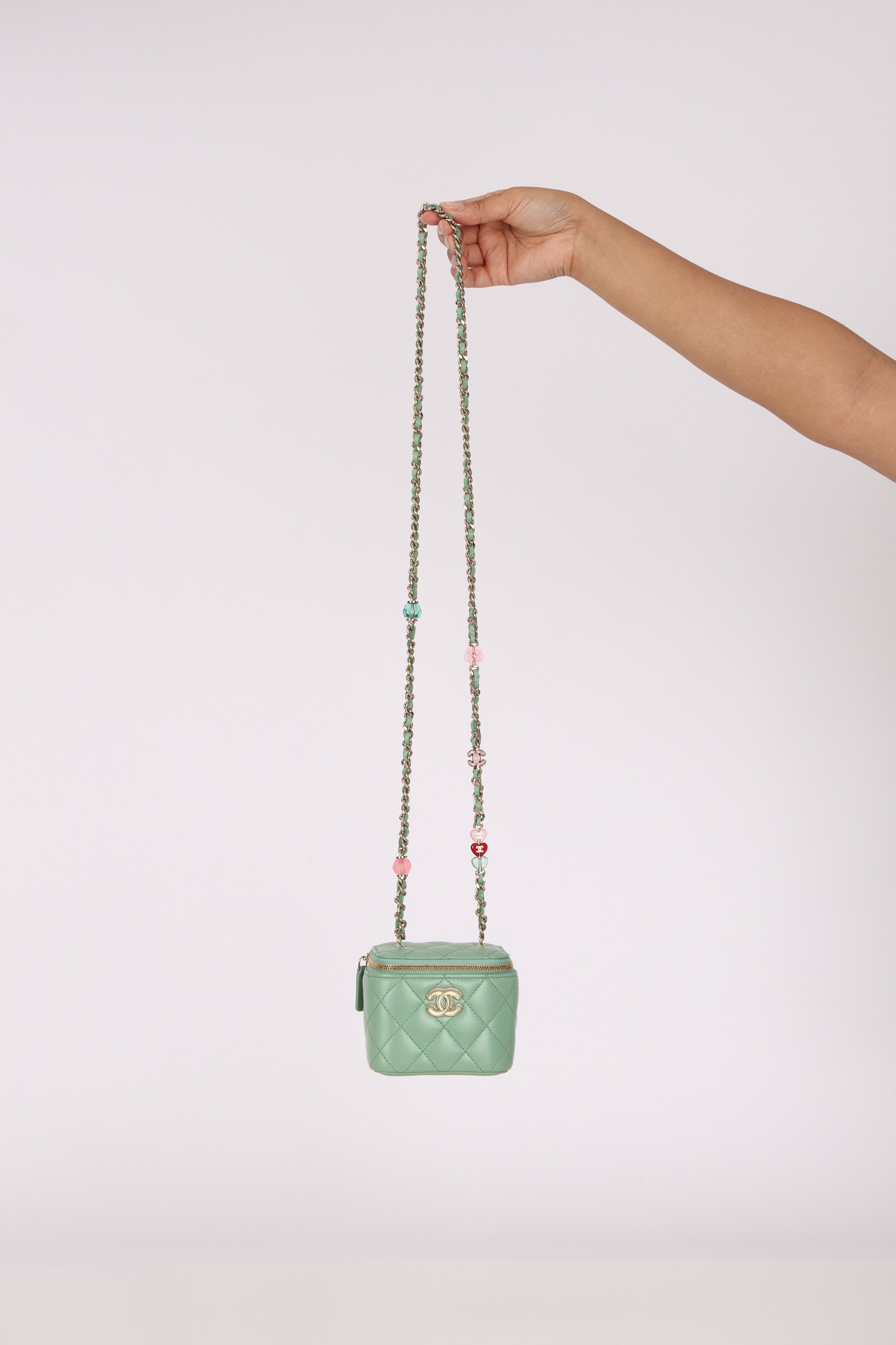Chanel Mini Vanity Case Mint Lambskin CGHW
