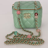 Chanel Mini Vanity Case Mint Lambskin CGHW