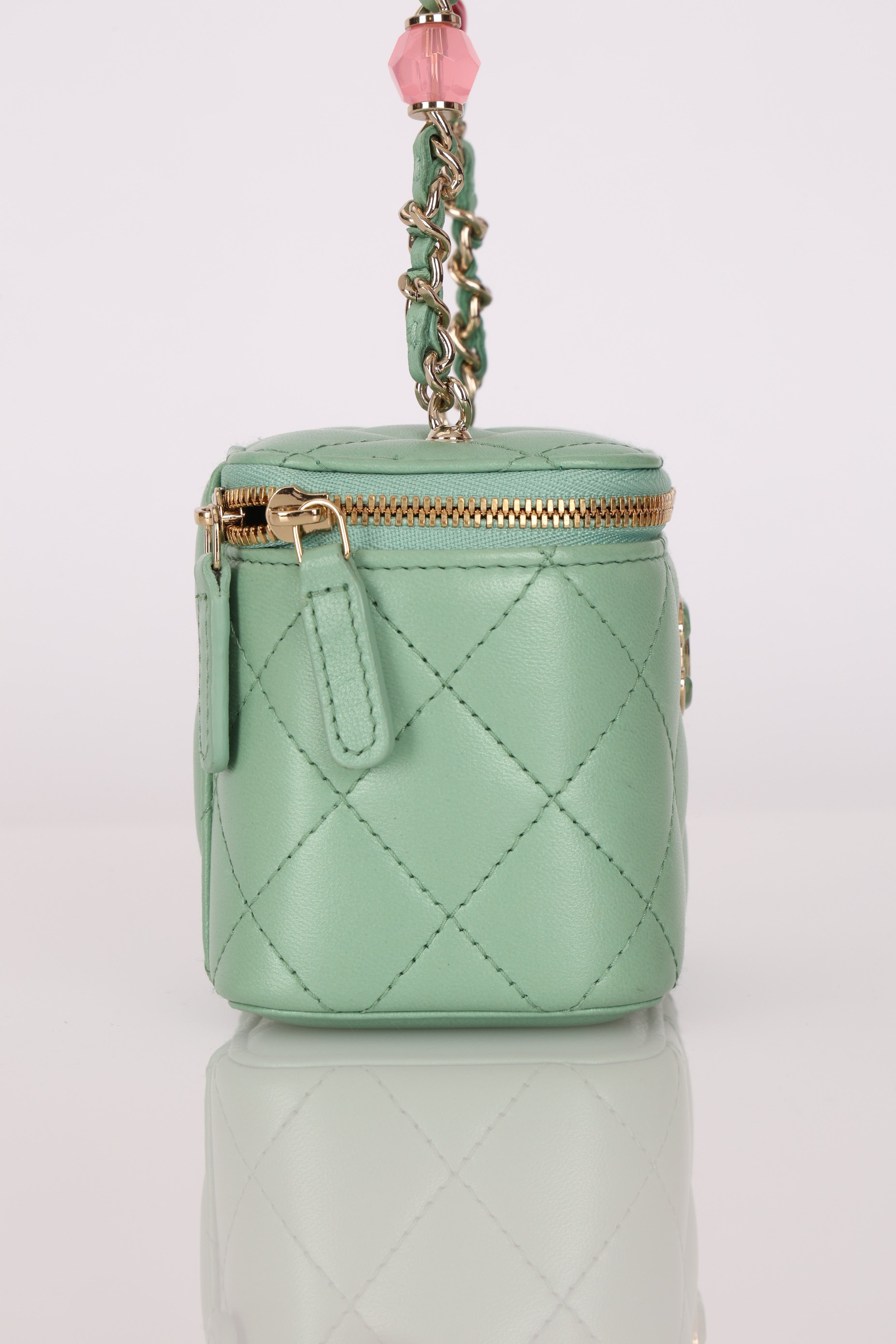 Chanel Mini Vanity Case Mint Lambskin CGHW