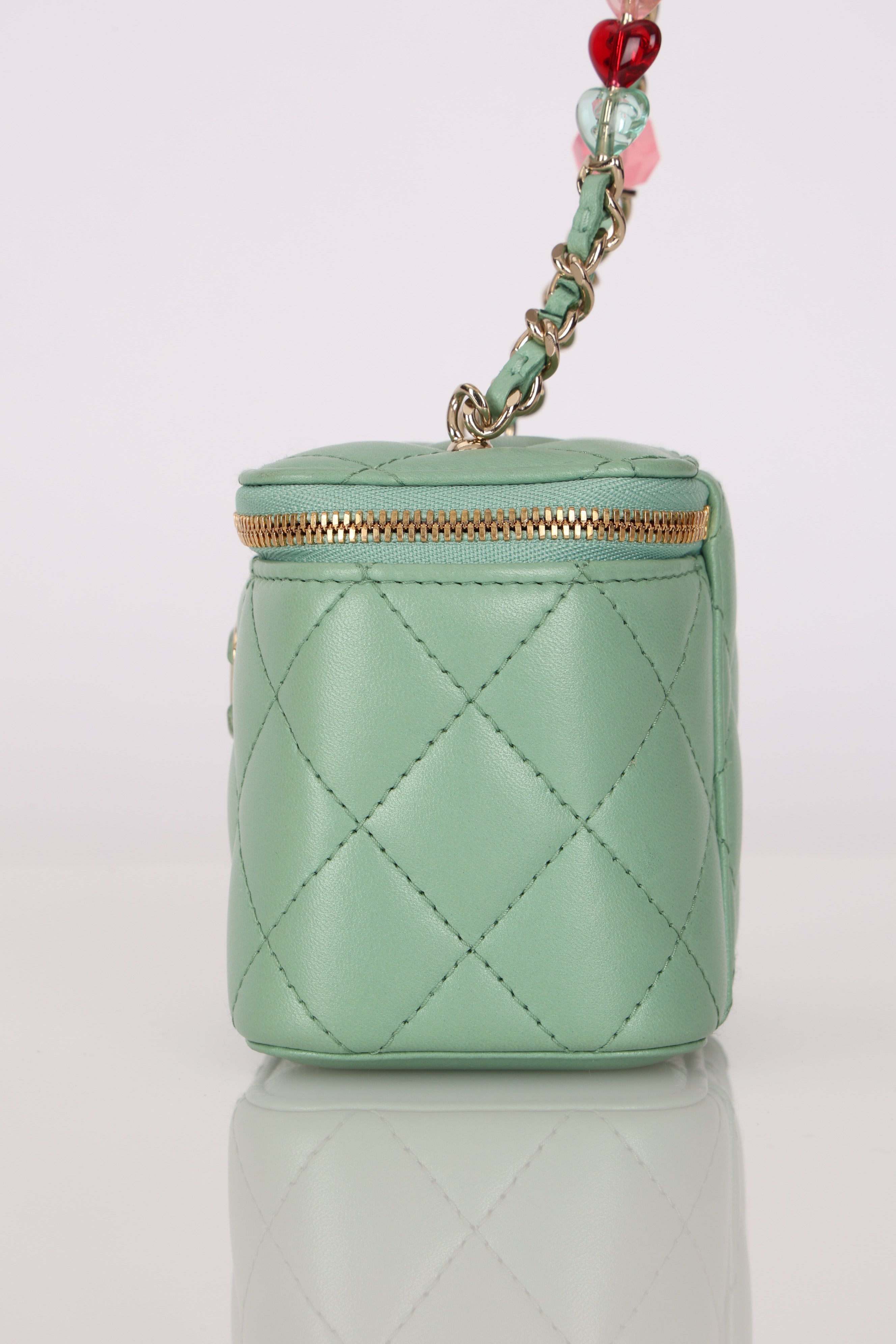 Chanel Mini Vanity Case Mint Lambskin CGHW