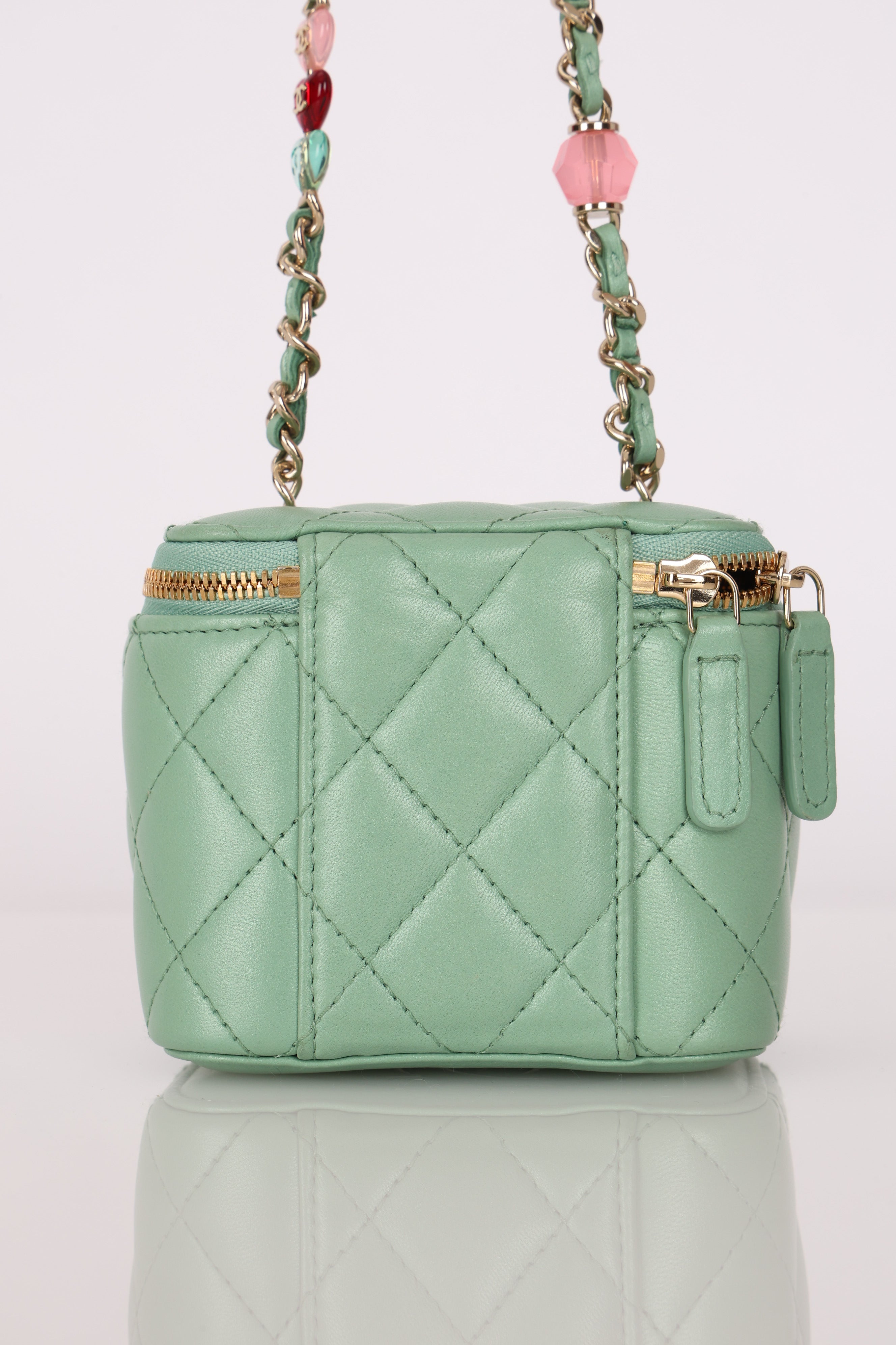 Chanel Mini Vanity Case Mint Lambskin CGHW