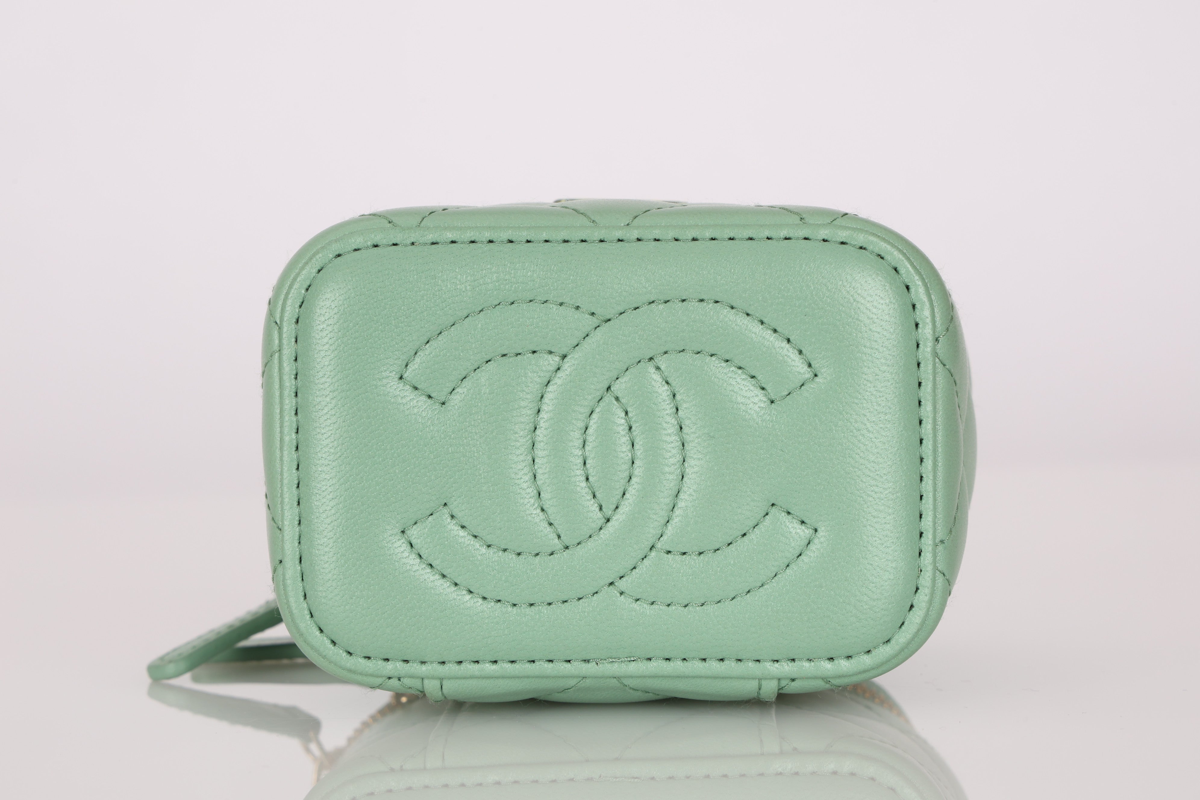 Chanel Mini Vanity Case Mint Lambskin CGHW