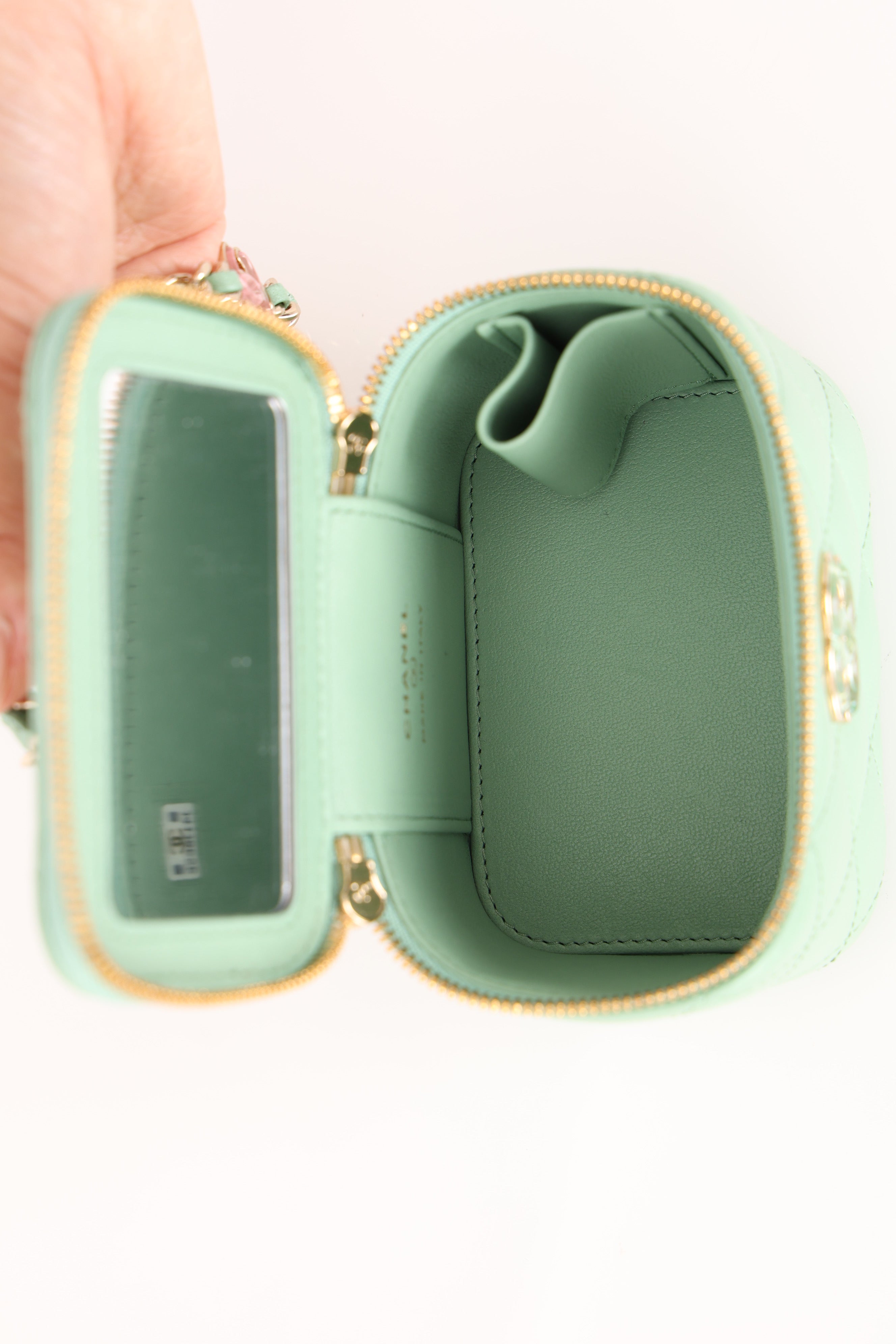 Chanel Mini Vanity Case Mint Lambskin CGHW