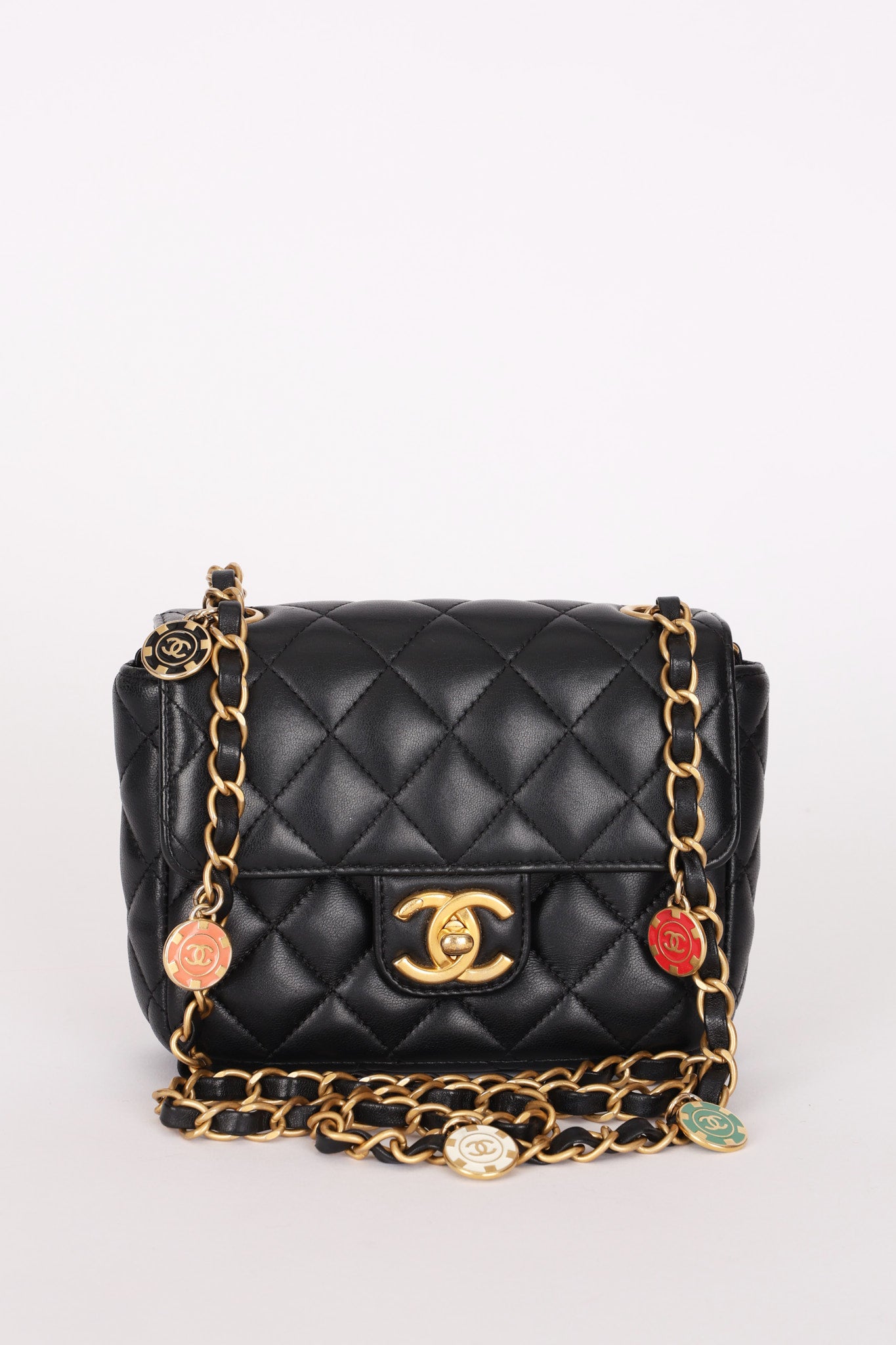 Chanel Casino Chips Mini Square Flap Black Lambskin 2023 AGHW