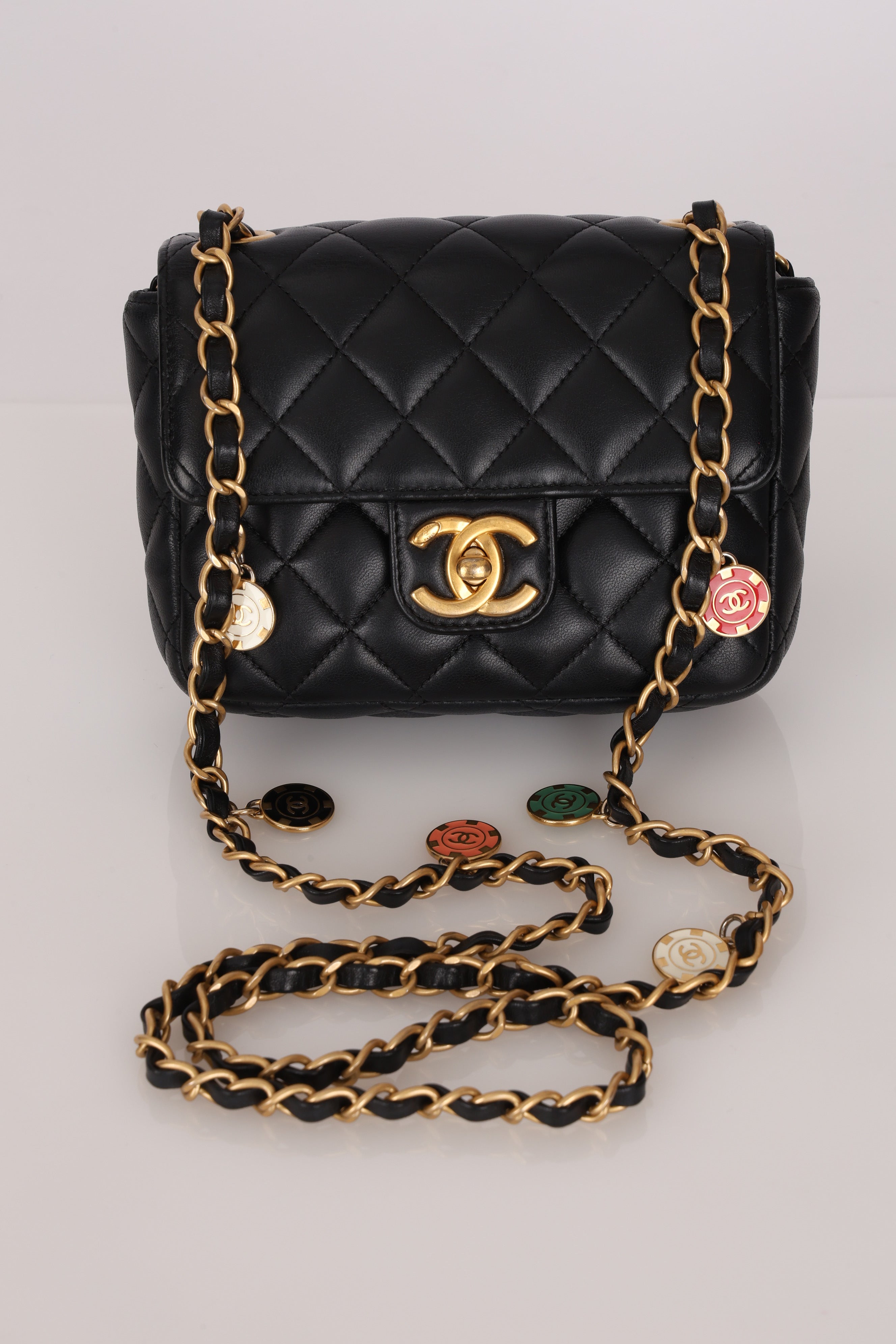 Chanel Mini Square Flap Black Lambskin AGHW