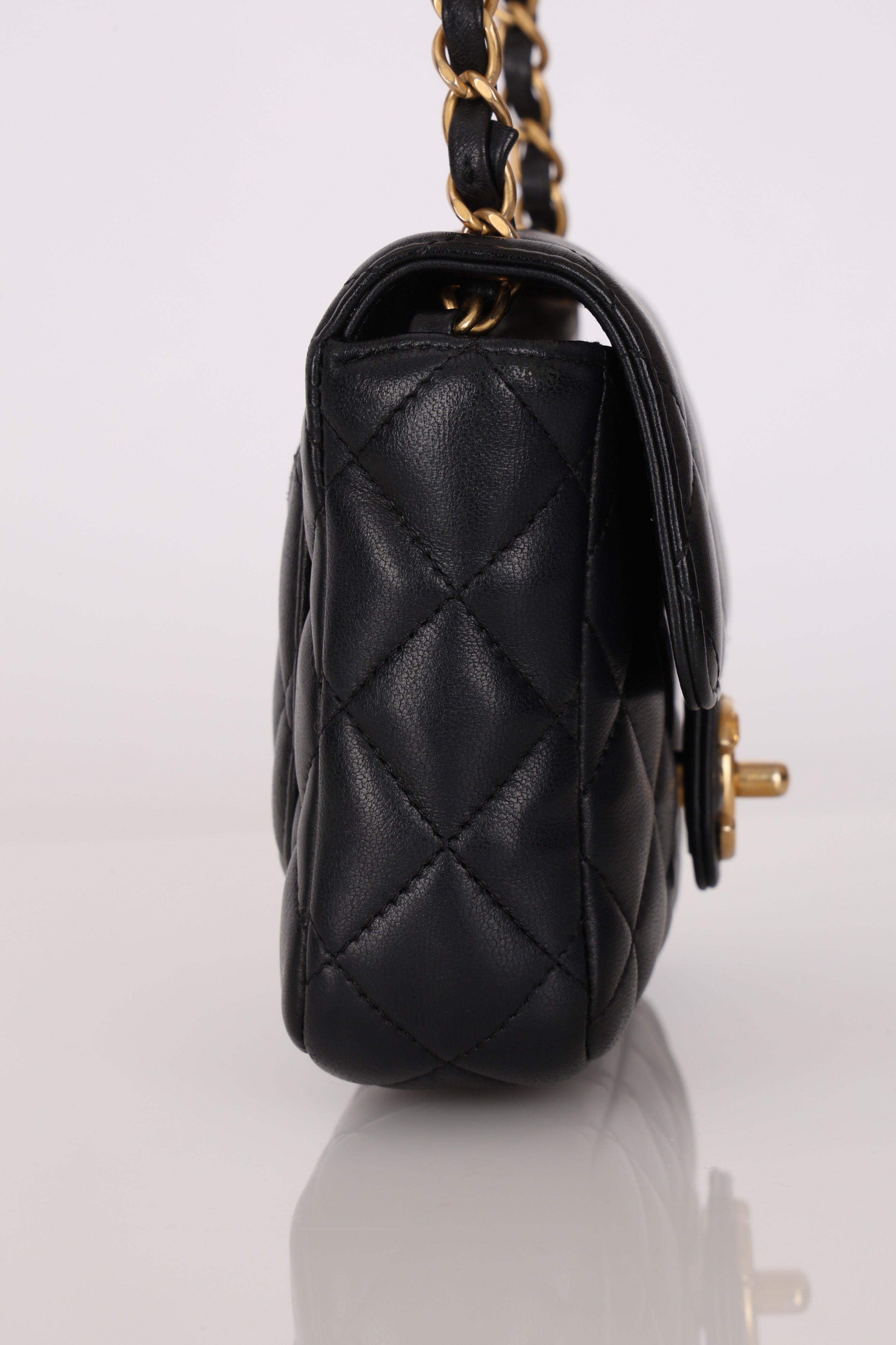 Chanel Mini Square Flap Black Lambskin AGHW