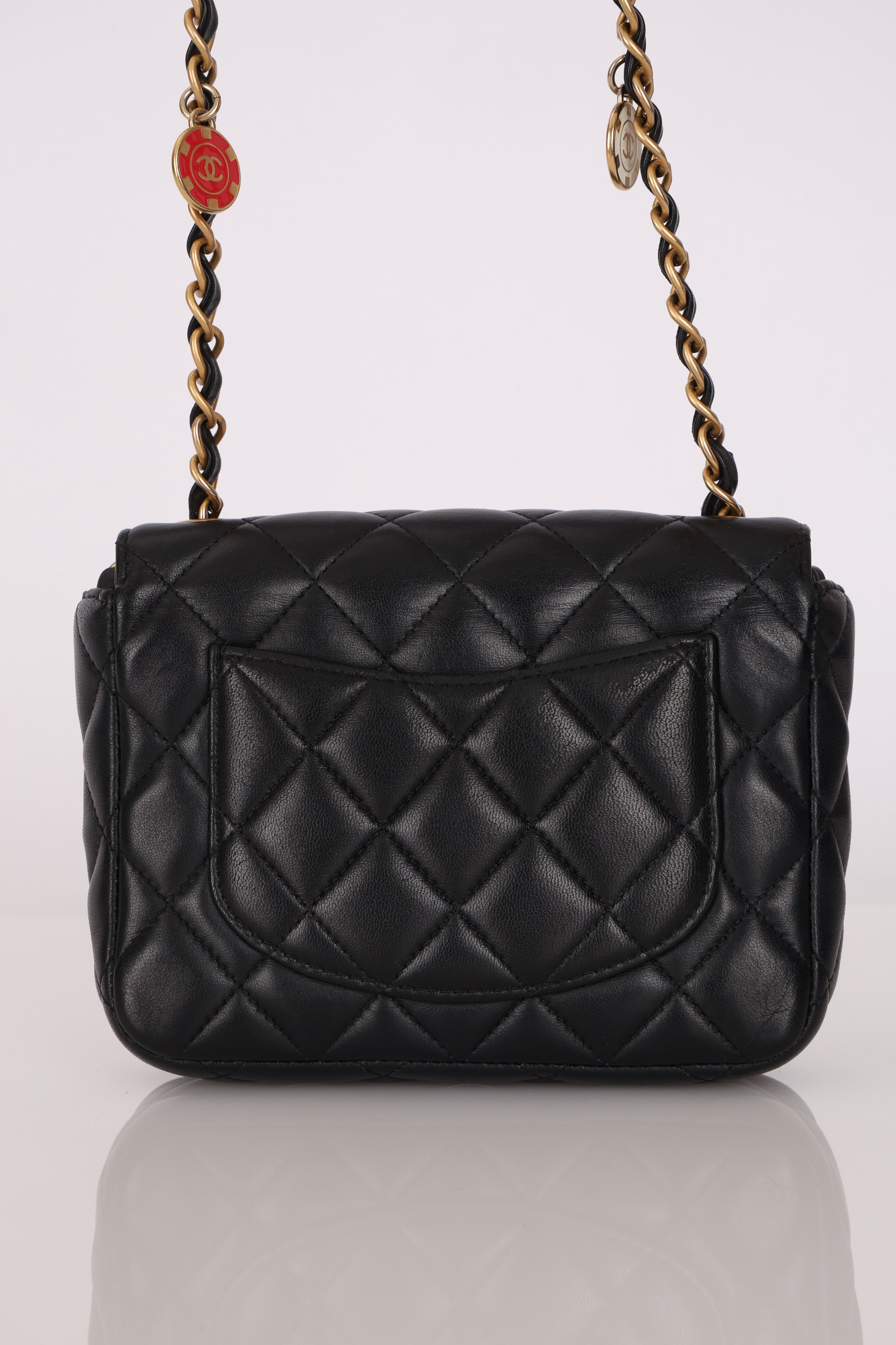 Chanel Mini Square Flap Black Lambskin AGHW