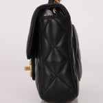 Chanel Mini Square Flap Black Lambskin AGHW