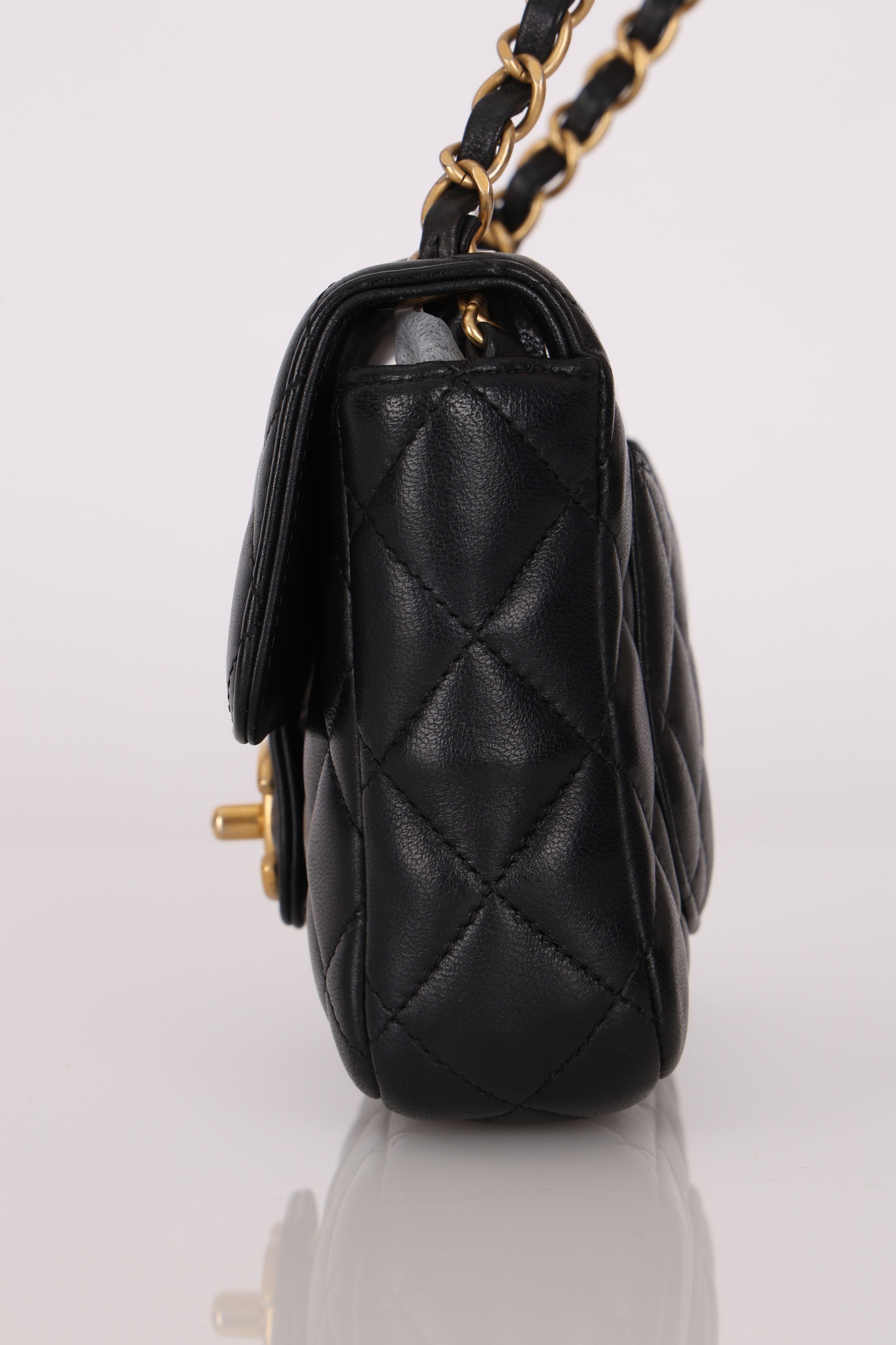 Chanel Mini Square Flap Black Lambskin AGHW