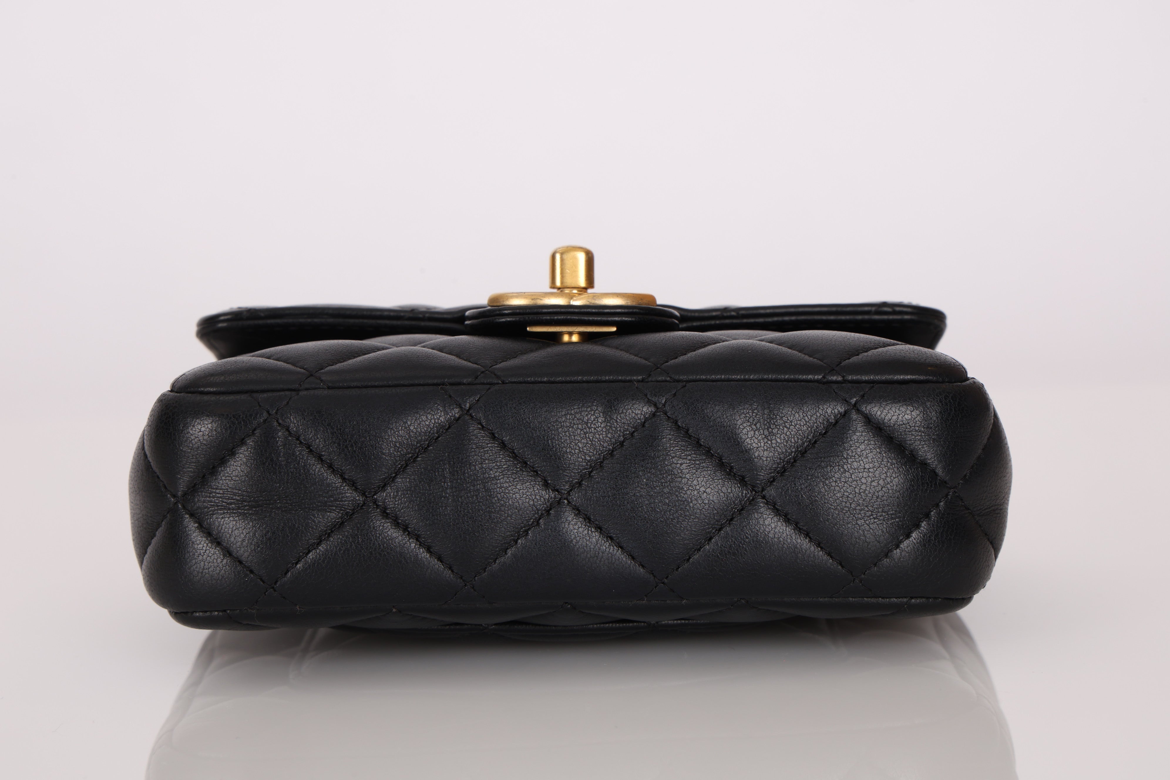 Chanel Mini Square Flap Black Lambskin AGHW