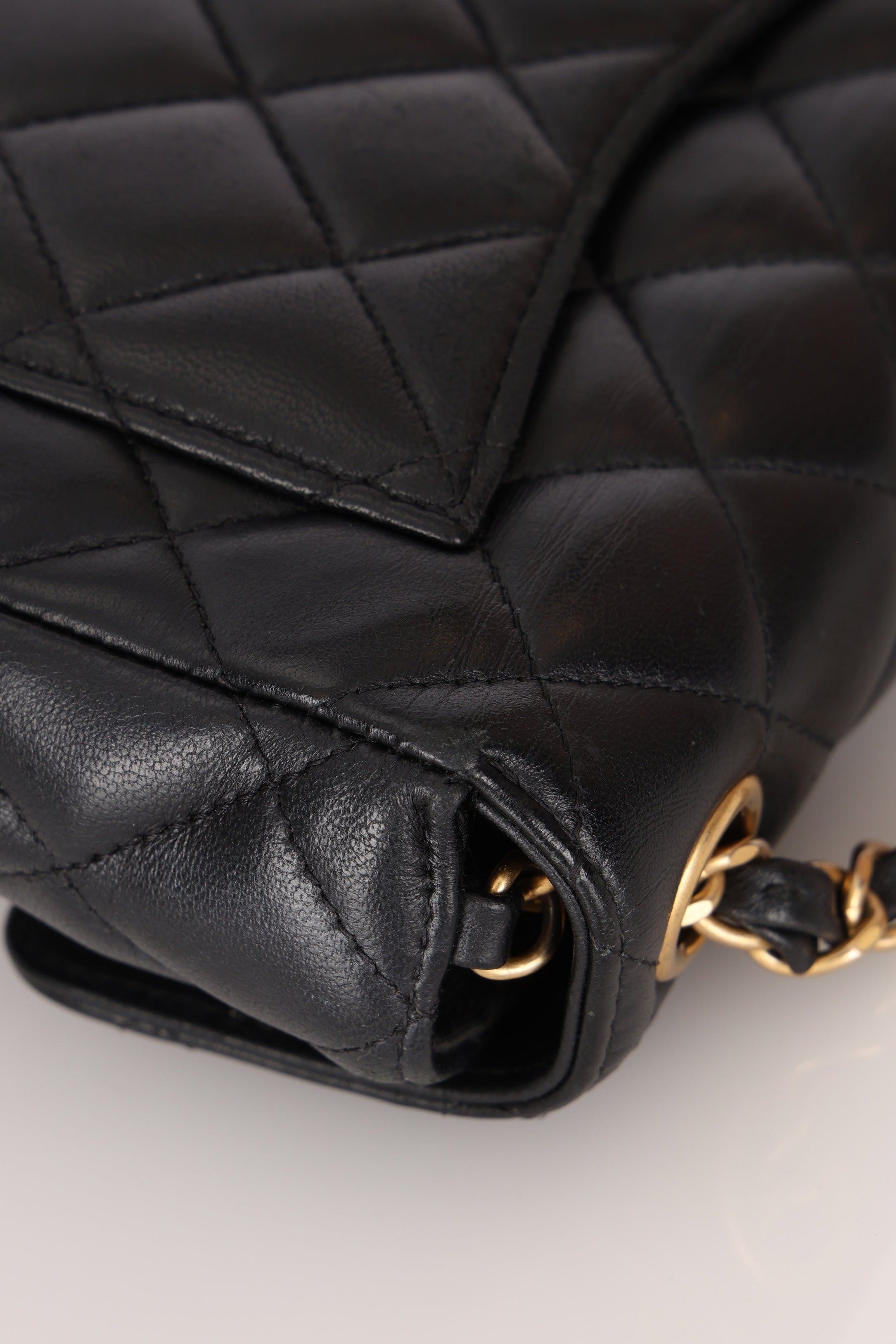 Chanel Mini Square Flap Black Lambskin AGHW