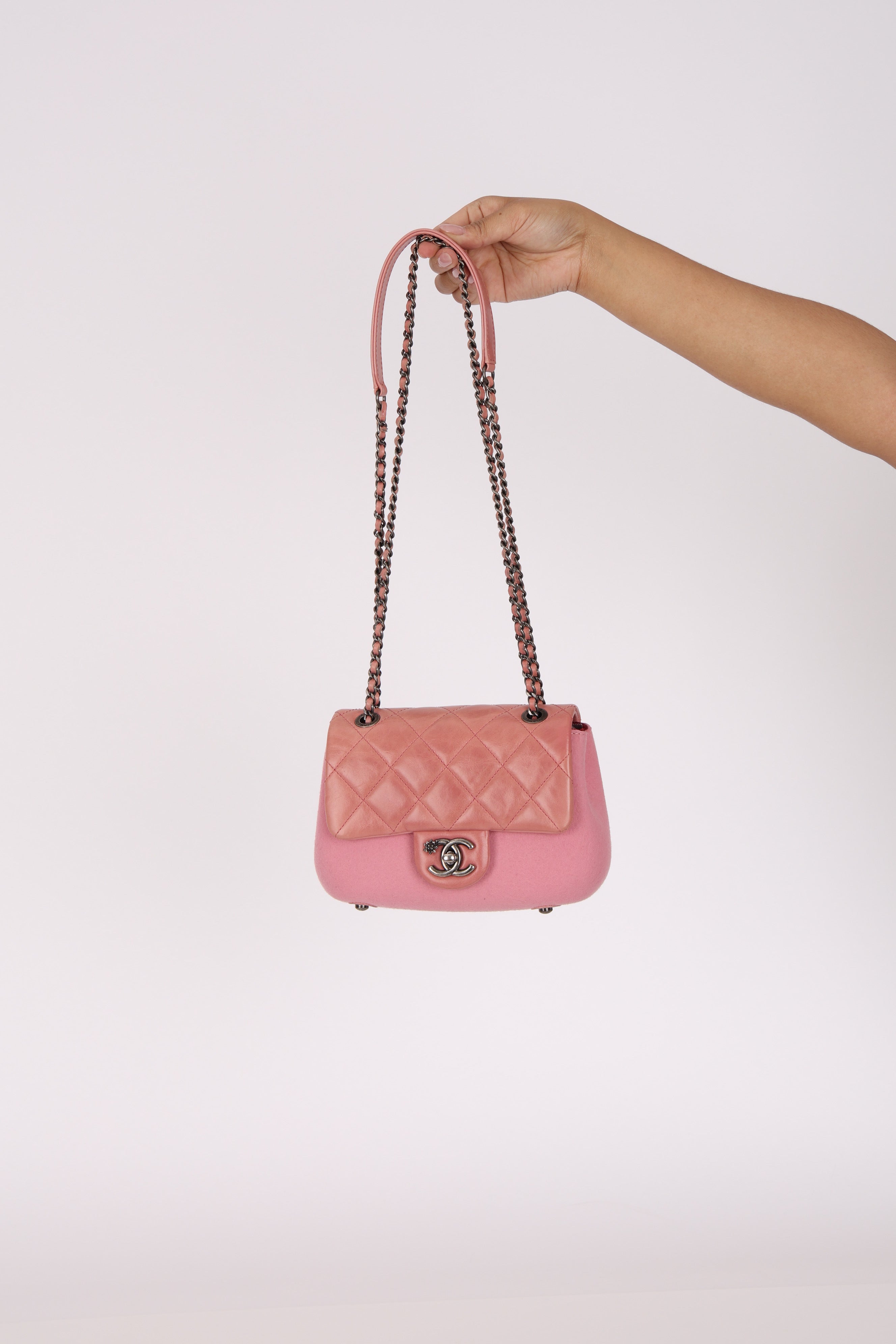 Chanel Paris Salzburg Mini Flap Pink Calfskin and Felt RHW