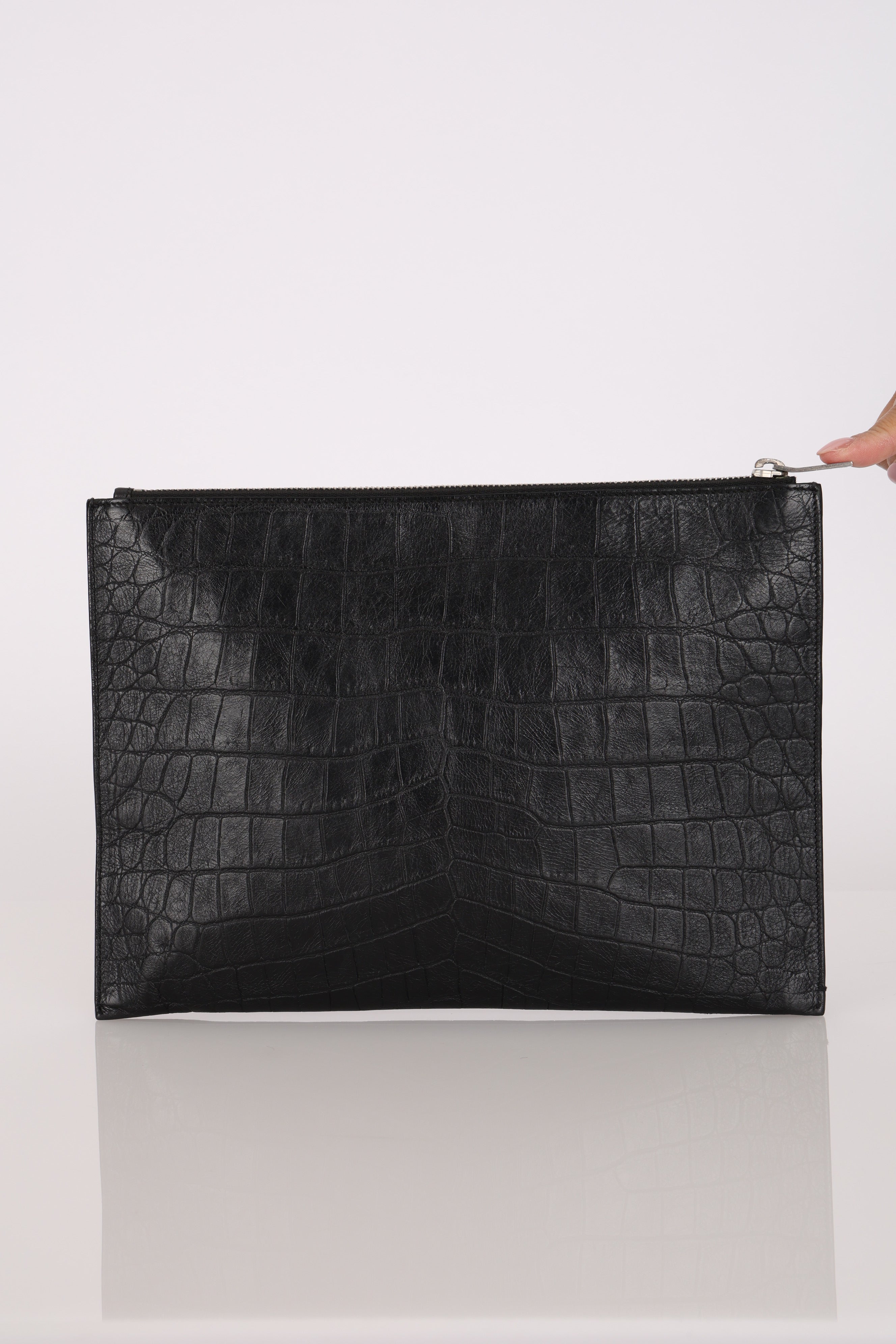 Saint Laurent Croc Embossed Pouch