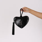 Yves Saint Laurent Heart Patent Croc Embossed Clutch