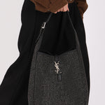 Limited Edition Saint Laurent Medium Le 5 À 7 Studded Canvas Hobo