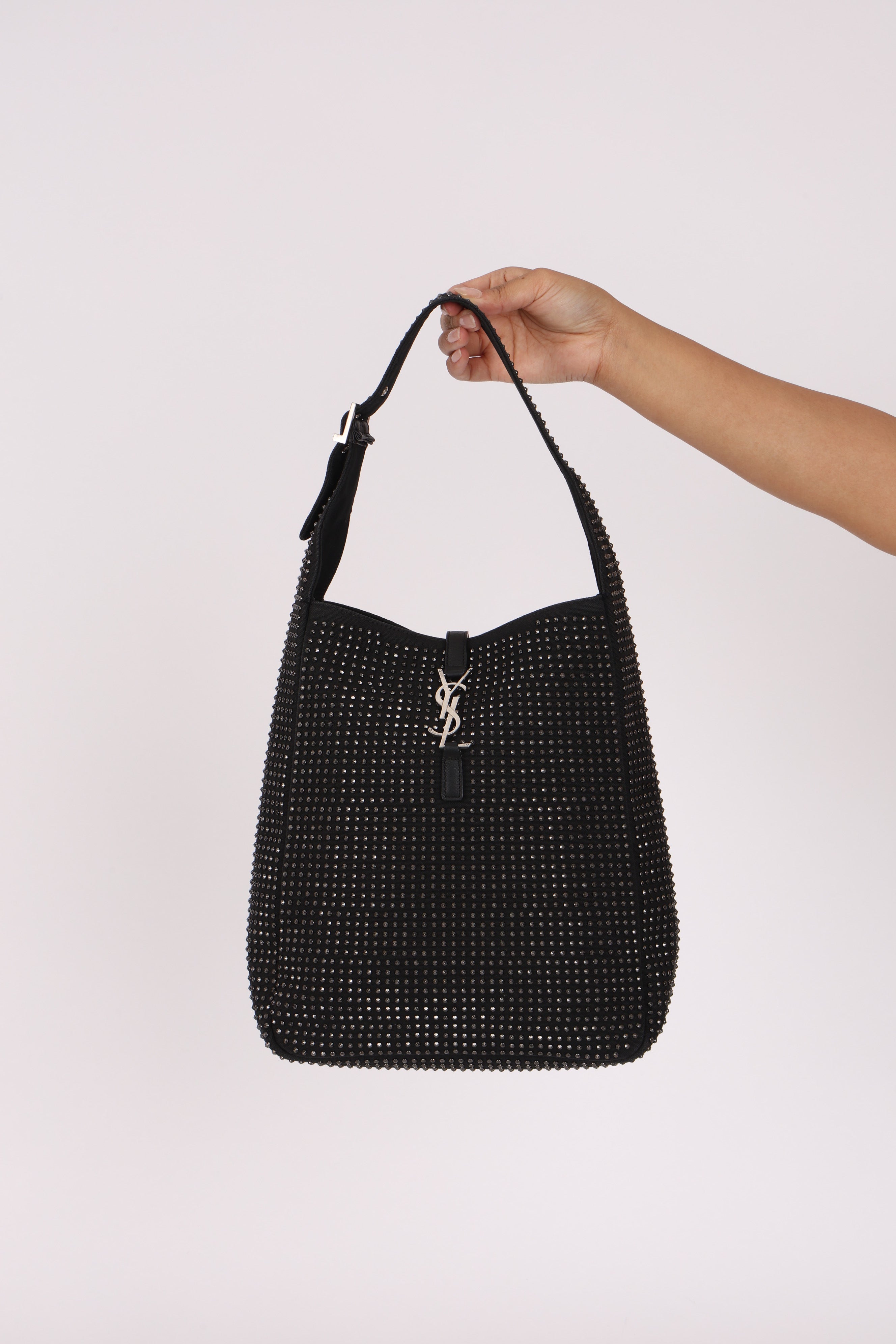 Yves Saint Laurent Medium Le 5 À 7 Studded Canvas Hobo