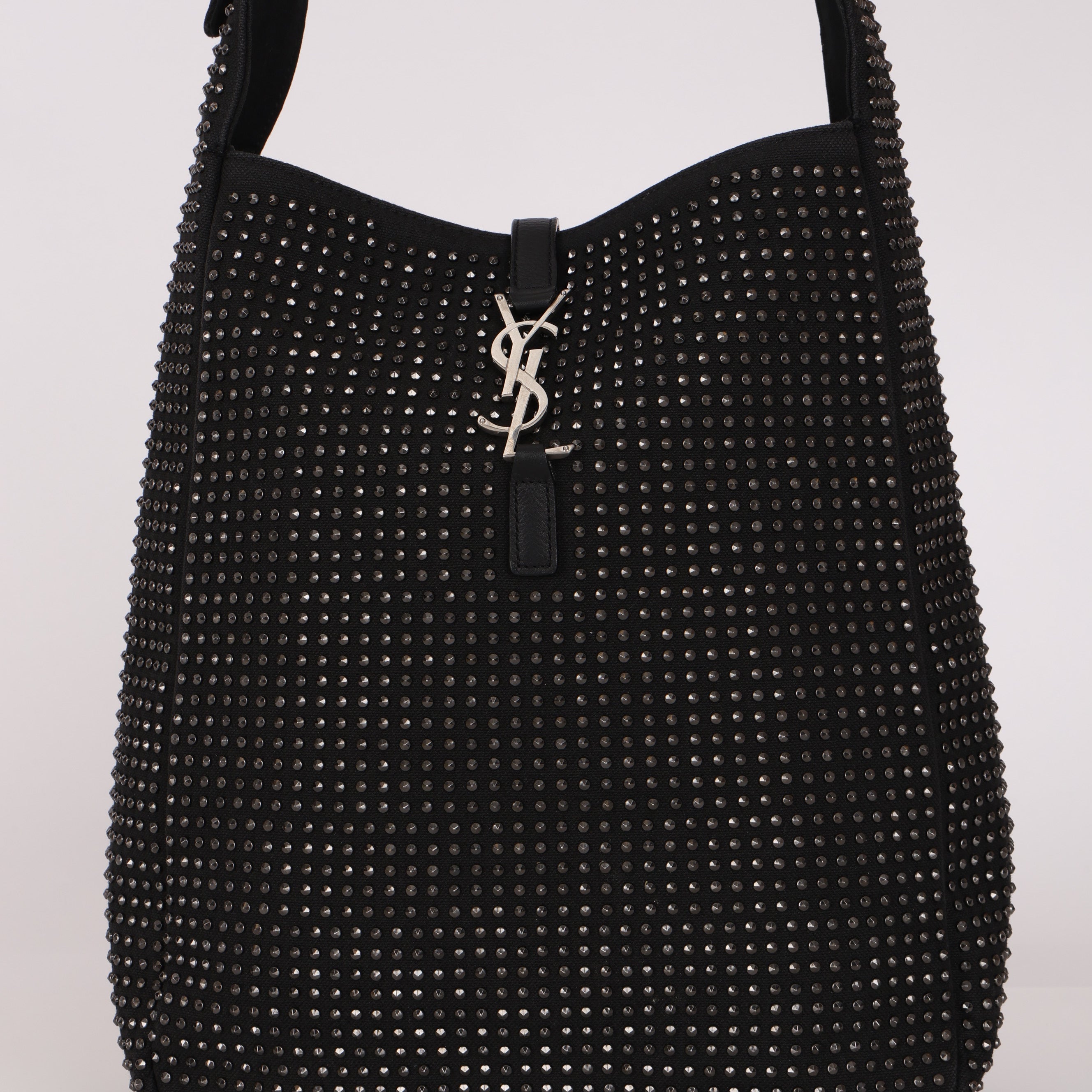Yves Saint Laurent Medium Le 5 À 7 Studded Canvas Hobo