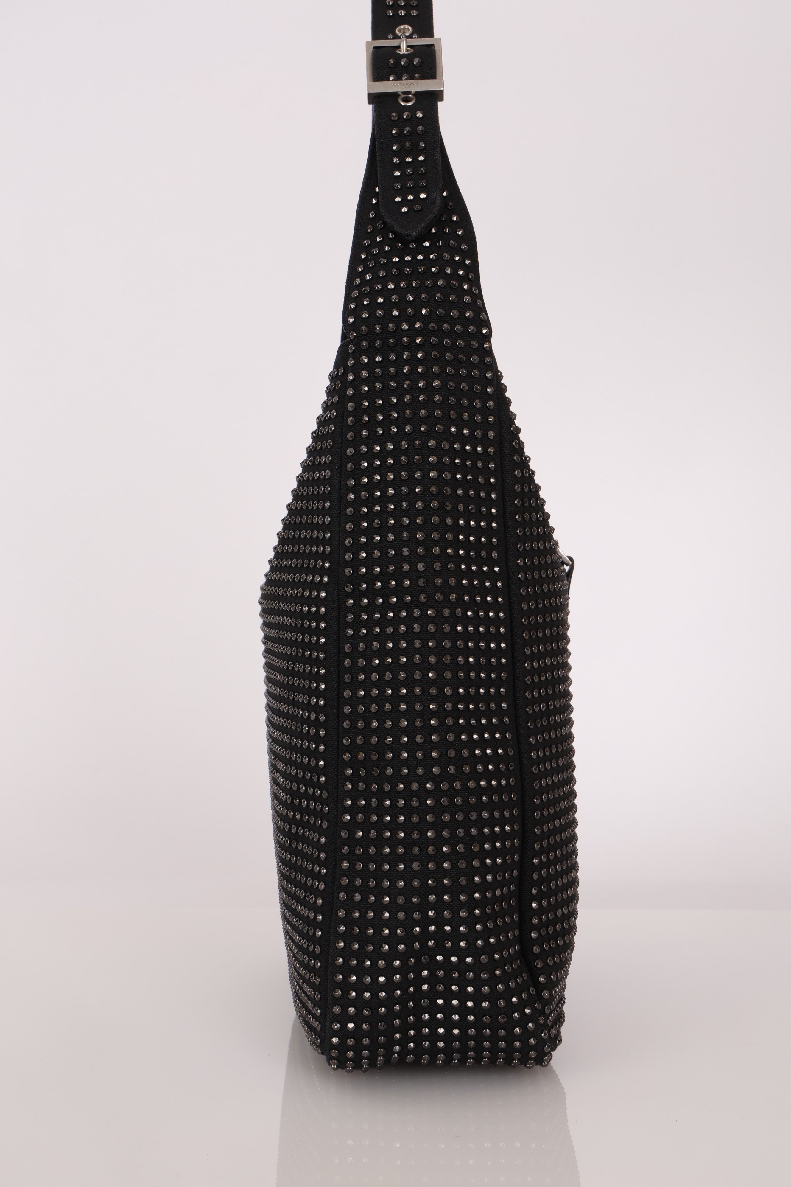Yves Saint Laurent Medium Le 5 À 7 Studded Canvas Hobo