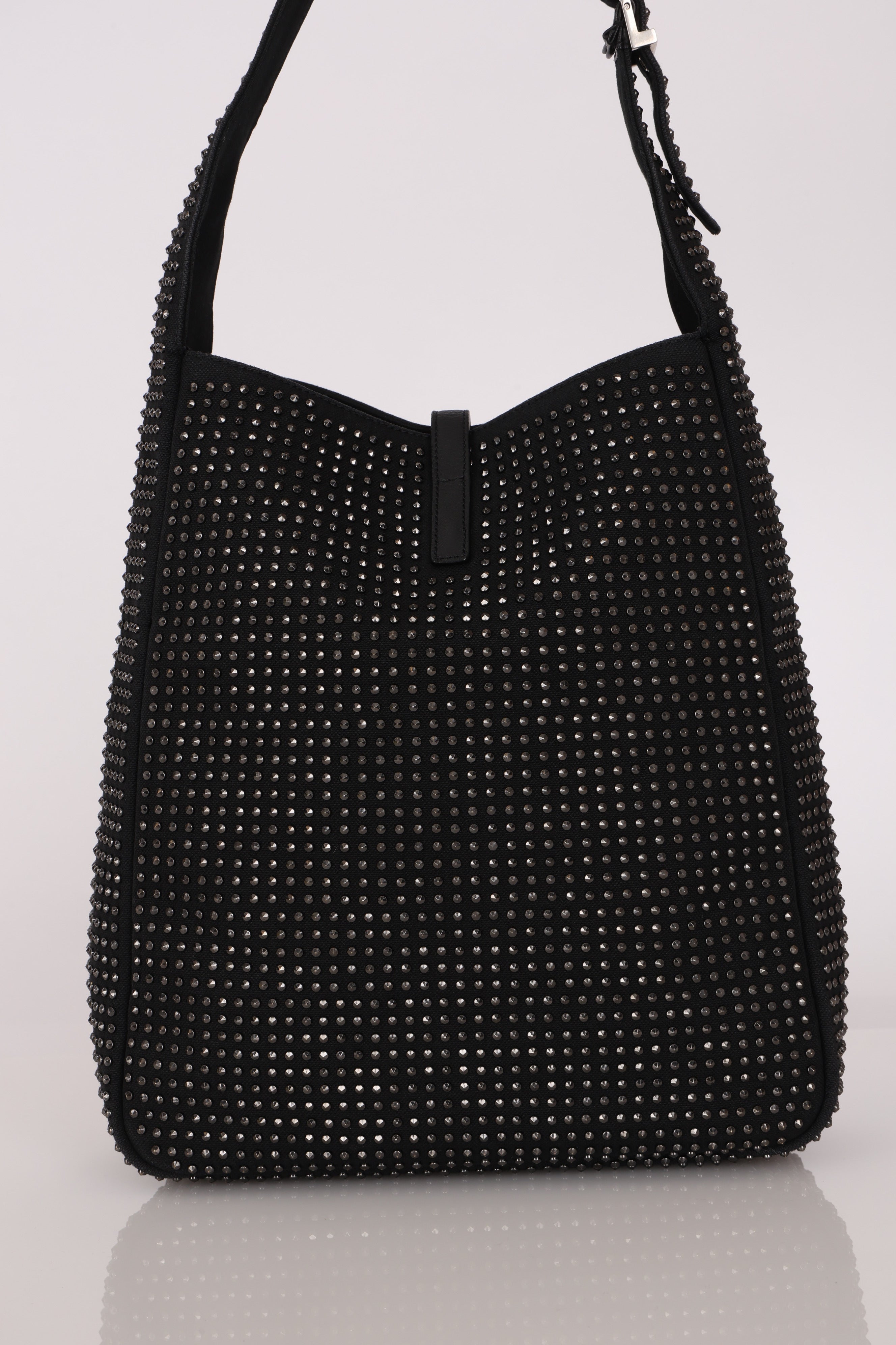 Yves Saint Laurent Medium Le 5 À 7 Studded Canvas Hobo