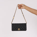 Chanel Camellia Clutch With Chain Black Caviar AGHW