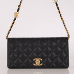 Chanel Camellia Clutch With Chain Black Caviar AGHW