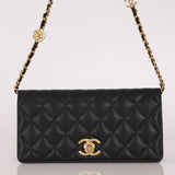 Chanel Camellia Clutch With Chain Black Caviar AGHW