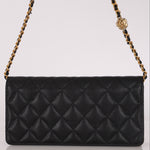 Chanel Camellia Clutch With Chain Black Caviar AGHW