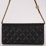 Chanel Camellia Clutch With Chain Black Caviar AGHW