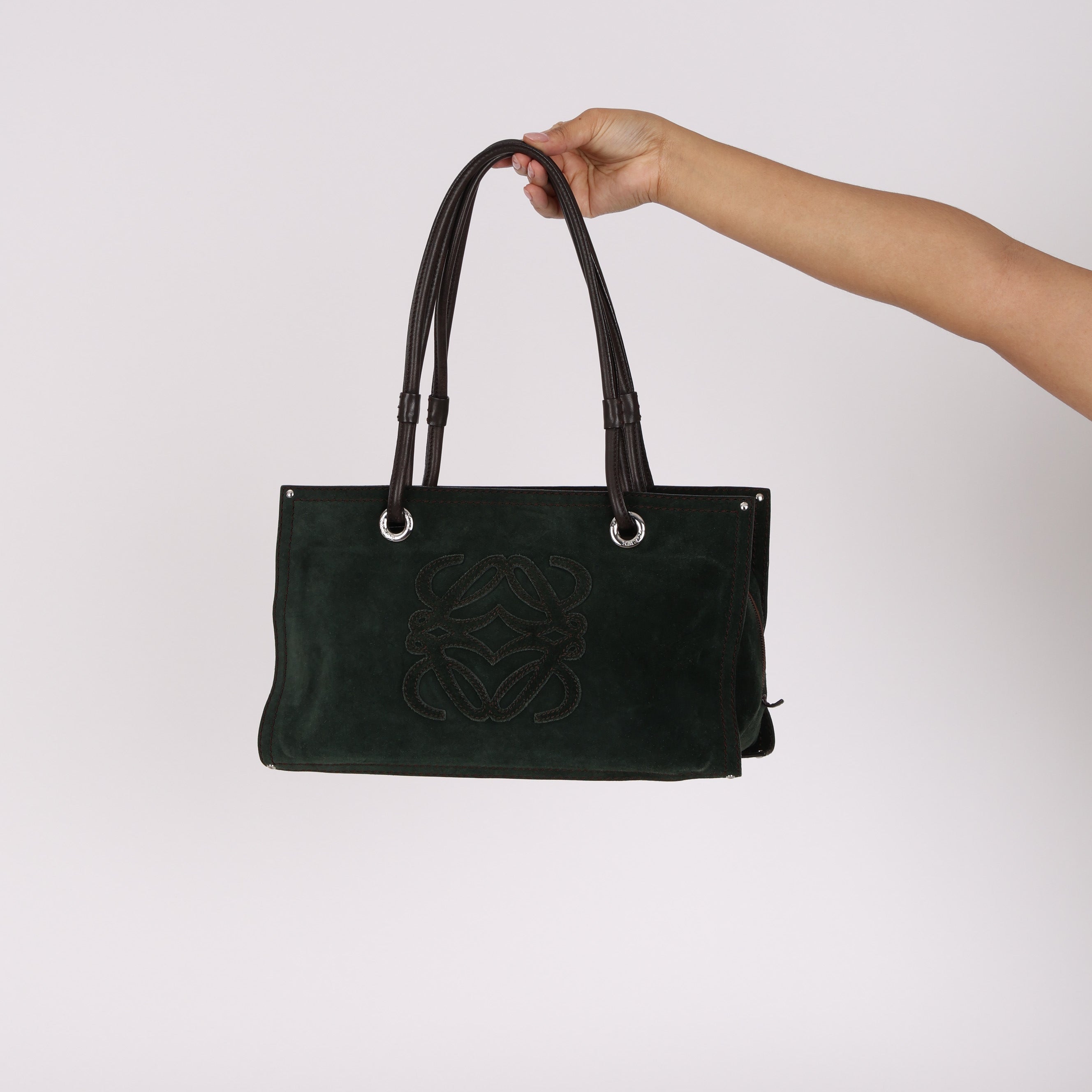 Loewe Anagram Suede Tote