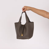 Hermès Picotin 22 Gris Clemence GHW