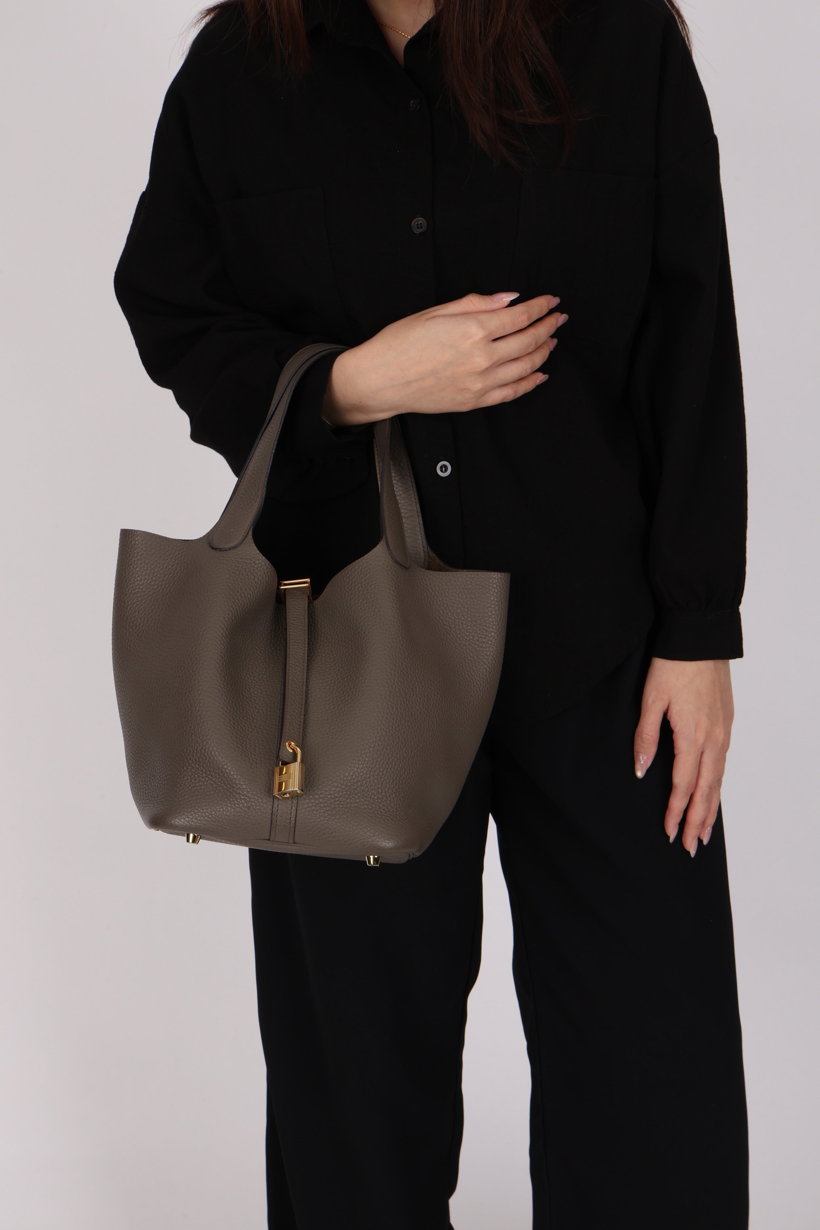 Hermès Picotin 22 Gris Clemence GHW