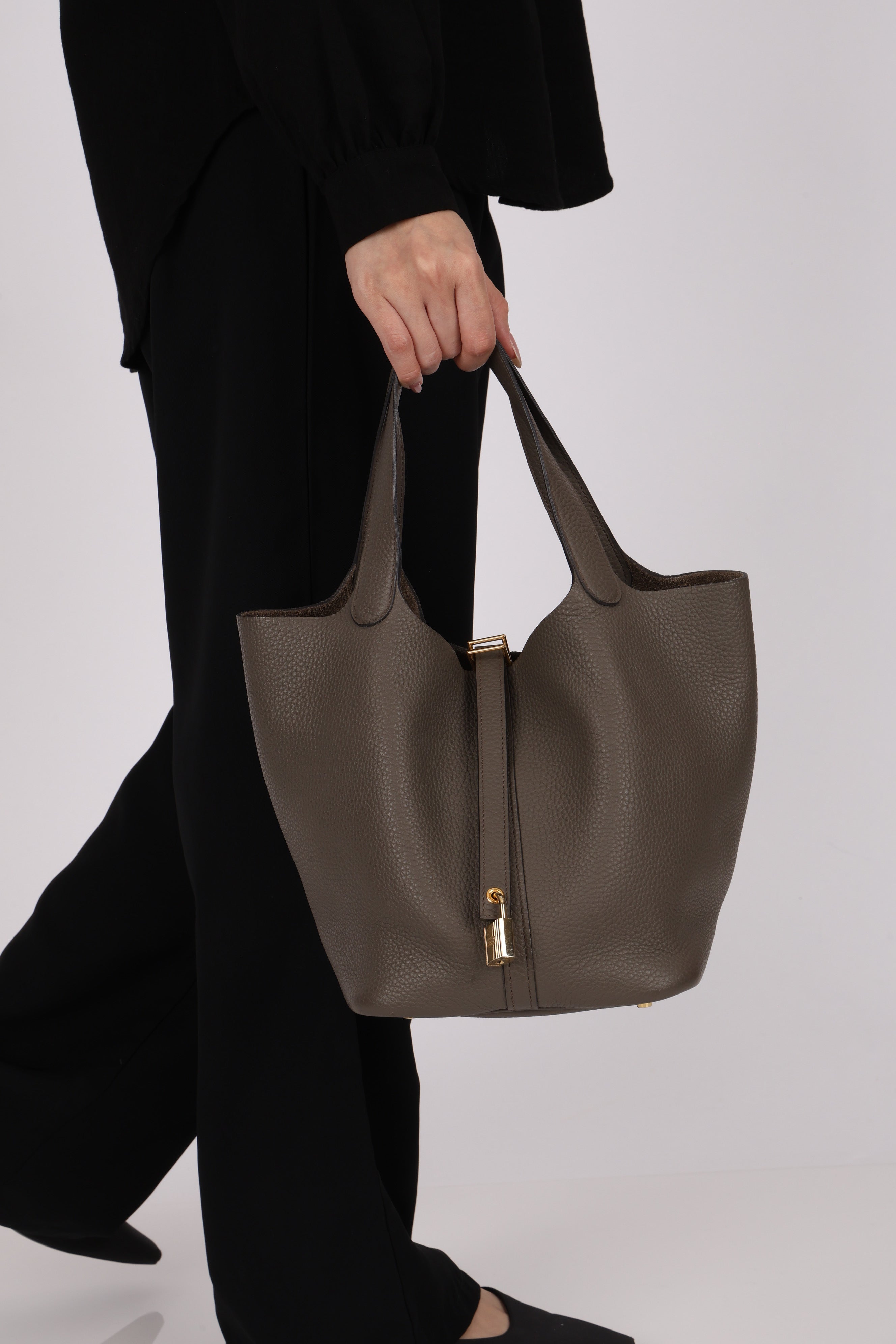 Hermès Picotin 22 Gris Clemence GHW