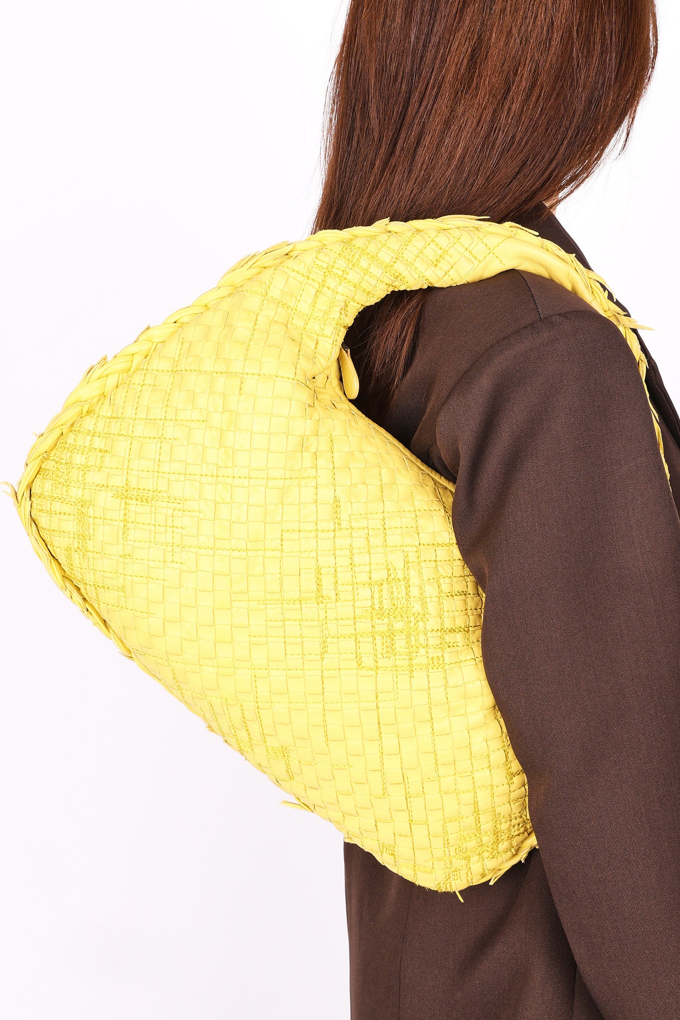 Limited Edition Bottega Veneta Small Intrecciato Sashiko Hobo Yellow 2016