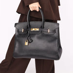 Hermès Birkin 35 Noir Vache Ardennes 1998 GHW