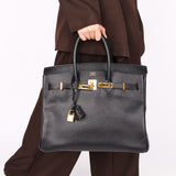 Hermès Birkin 35 Noir Vache Ardennes 1998 GHW