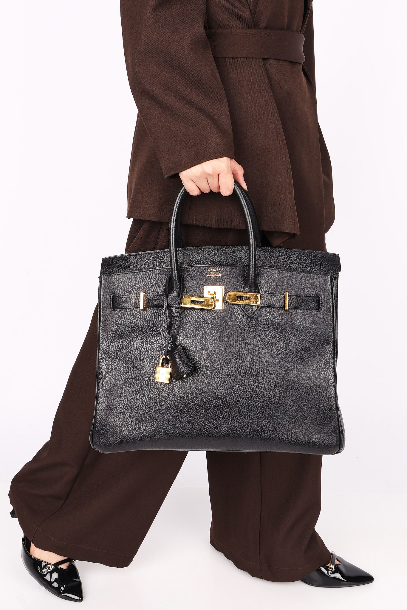 Hermès Birkin 35 Noir Vache Ardennes 1998 GHW