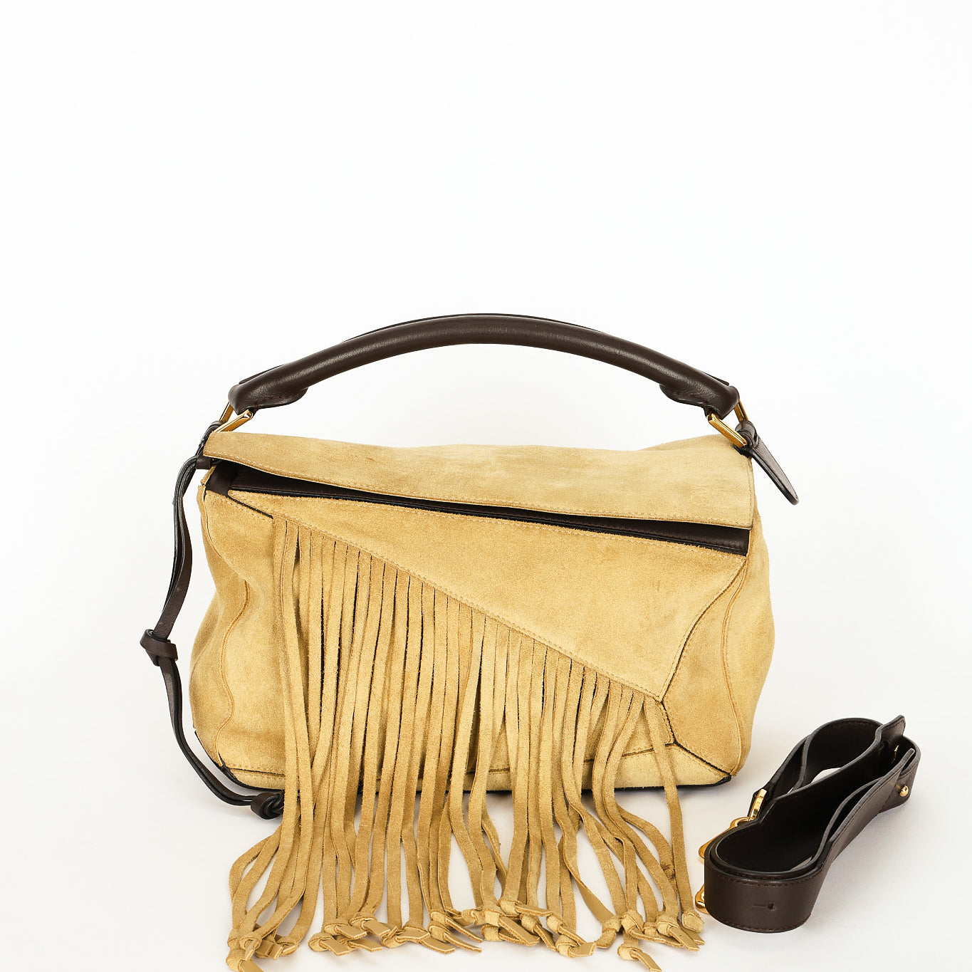 Loewe Fringe Medium Puzzle Bag Suede
