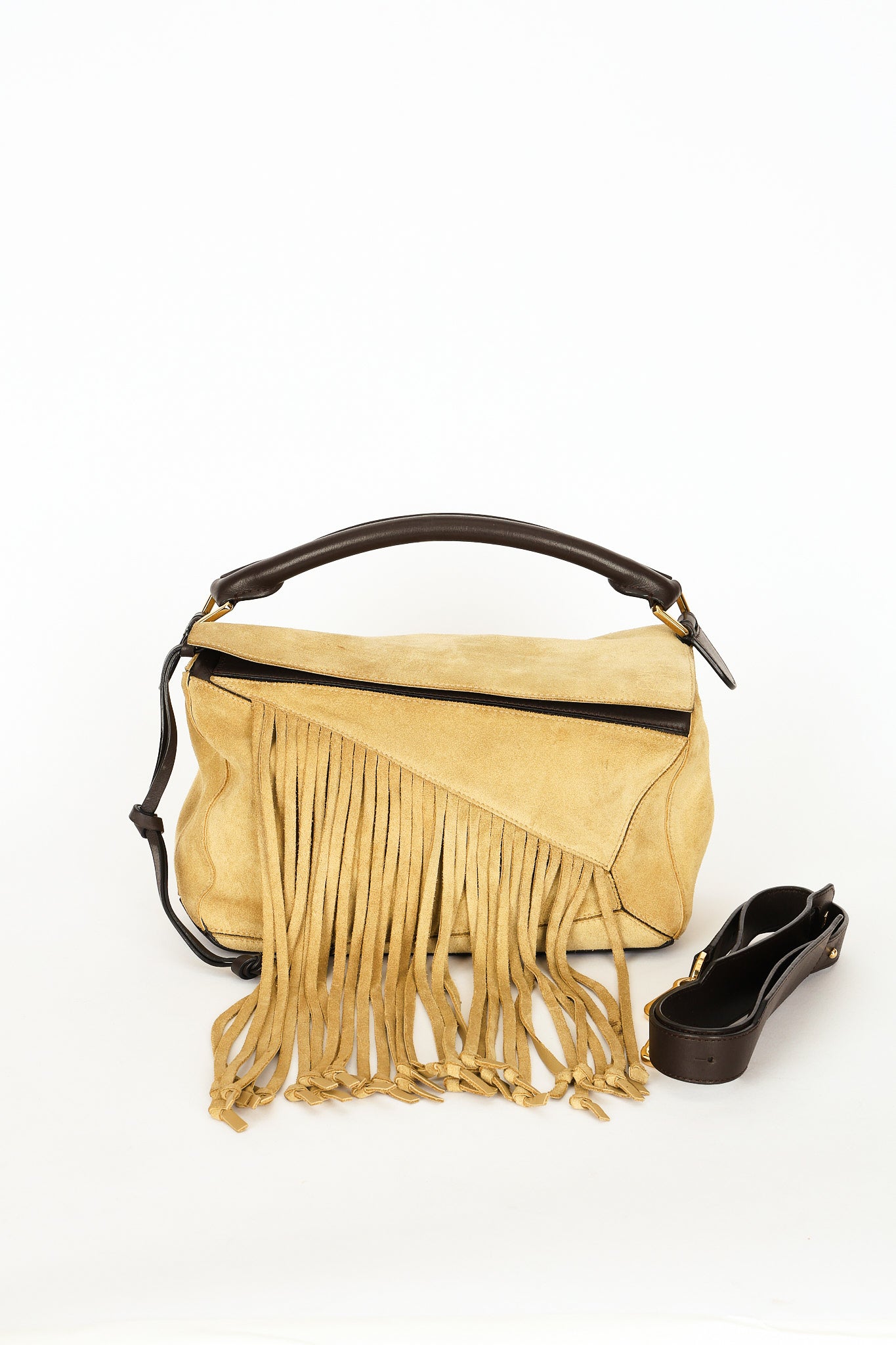 Loewe Fringe Medium Puzzle Bag Suede