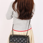 Chanel Matelasse Pearl and Chain Edge Single Flap Black Calfskin GHW
