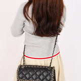 Chanel Matelasse Pearl and Chain Edge Single Flap Black Calfskin GHW