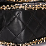 Chanel Matelasse Pearl and Chain Edge Single Flap Black Calfskin GHW