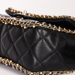 Chanel Matelasse Pearl and Chain Edge Single Flap Black Calfskin GHW