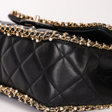 Chanel Matelasse Pearl and Chain Edge Single Flap Black Calfskin GHW