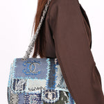 Chanel Blue Denim Patchwork Flap Bag