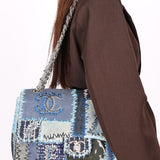 Chanel Blue Denim Patchwork Flap Bag
