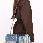 Chanel Blue Denim Patchwork Flap Bag
