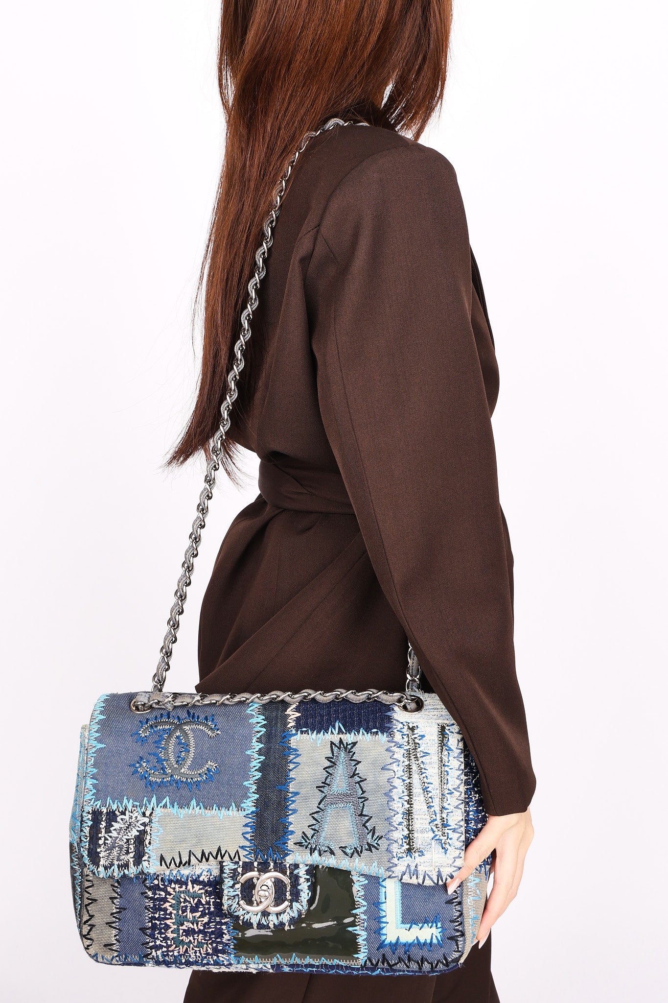 Chanel Blue Denim Patchwork Flap Bag