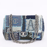 Chanel Jumbo Single Flap Denim Patchwork SHW