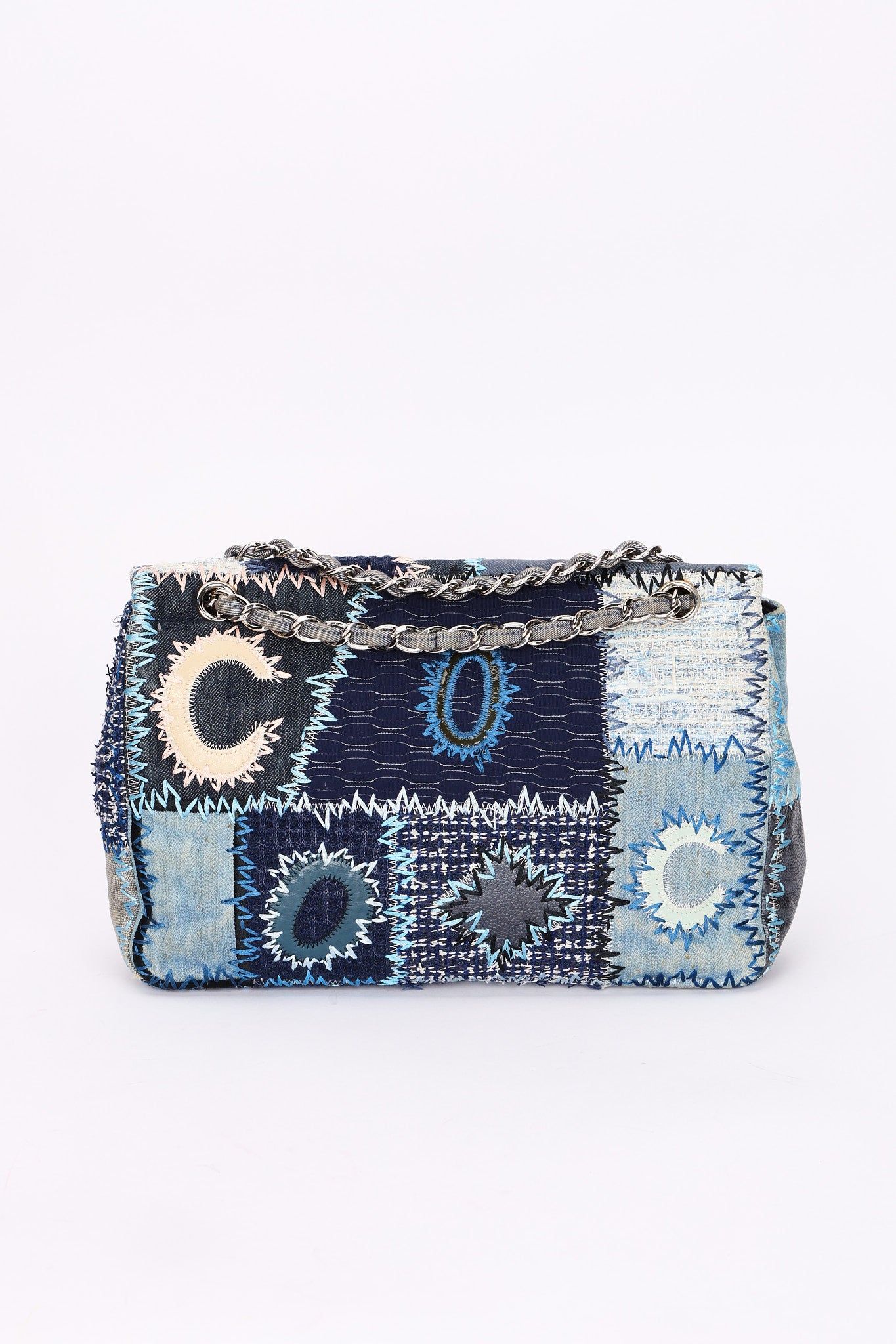 Chanel Jumbo Single Flap Denim Patchwork SHW